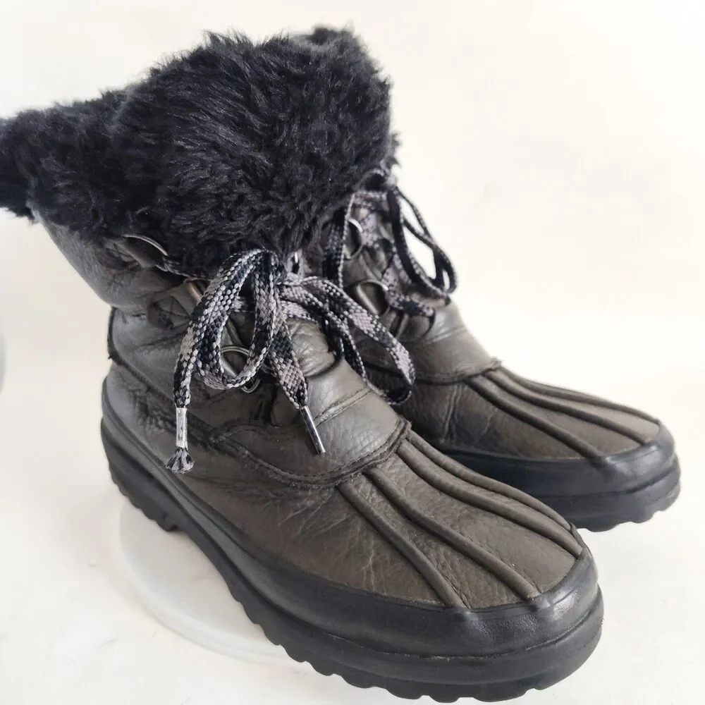 Sperry Winter Boots Olive‎ Green Leather Rubber Size 9 Insulated Maritime Fur